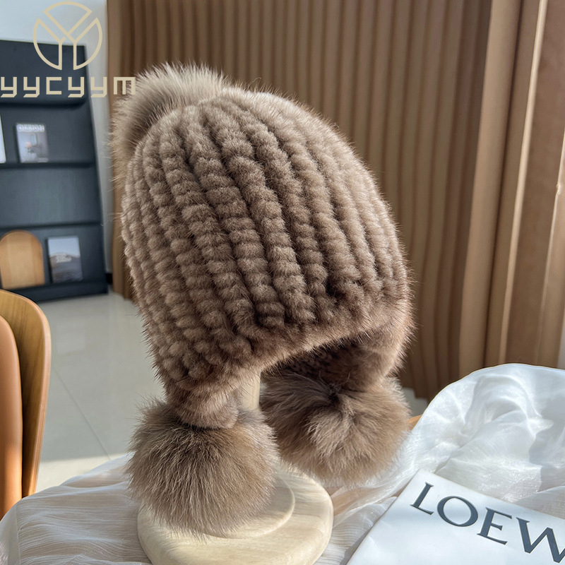 Knit Beanie Hat Warm - Winter Hot Sale Real Mink Fur