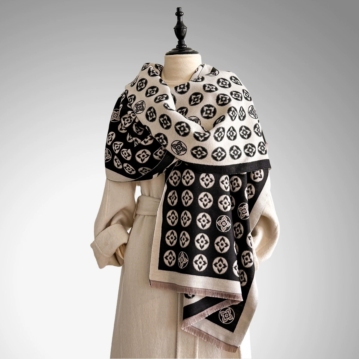 Cashmere Pashmina Wrap - Fashion Winter Warm Smile Face Pattern