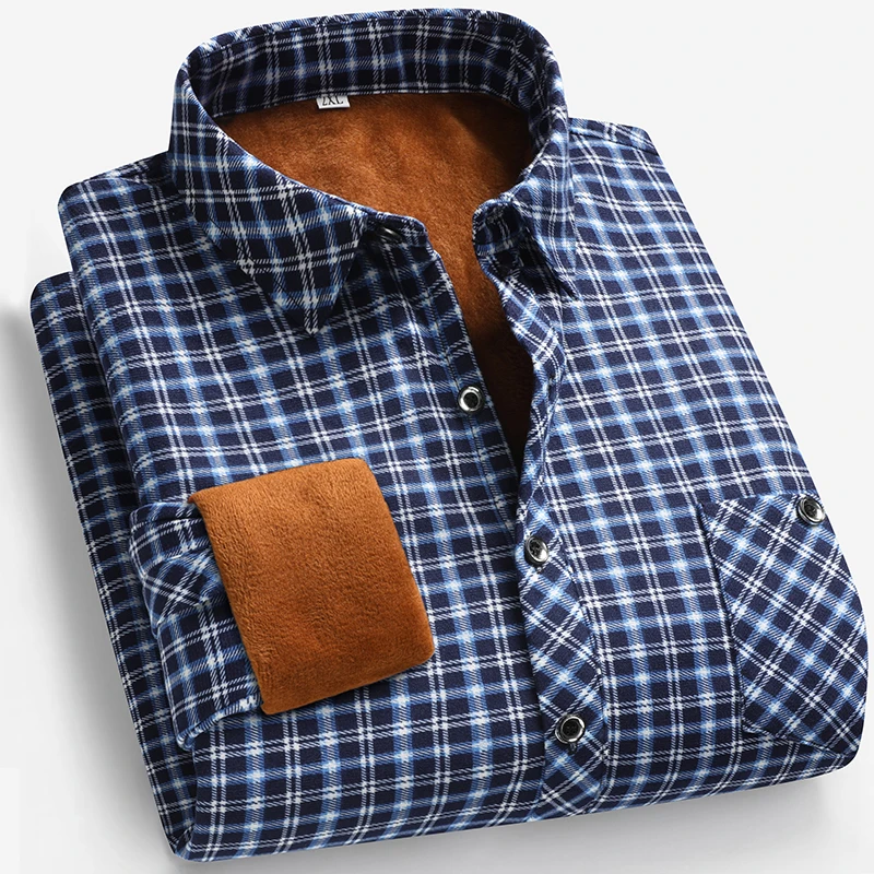 Flannel Shirt Lined - 2025 Autumn and Winter Men's Fleece-lined