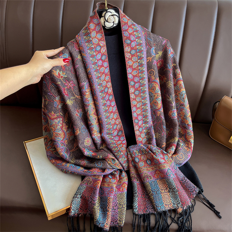 Shawl Wrap Winter - Luxury Embroidery Cashmere Winter Scarves Women
