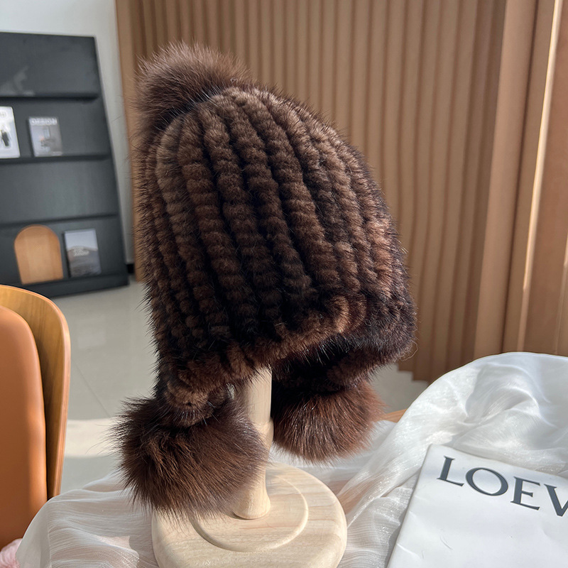 Winter Hot Sale Real Mink Fur  - đánh giá và giá Knit Beanie Hat Warm