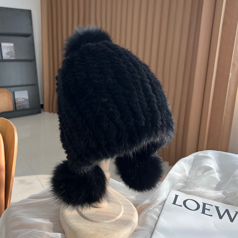 Winter Hot Sale Real Mink Fur  - đánh giá và giá Knit Beanie Hat Warm