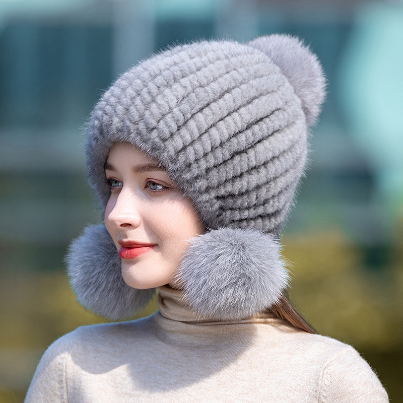 Winter Hot Sale Real Mink Fur  - đánh giá và giá Knit Beanie Hat Warm