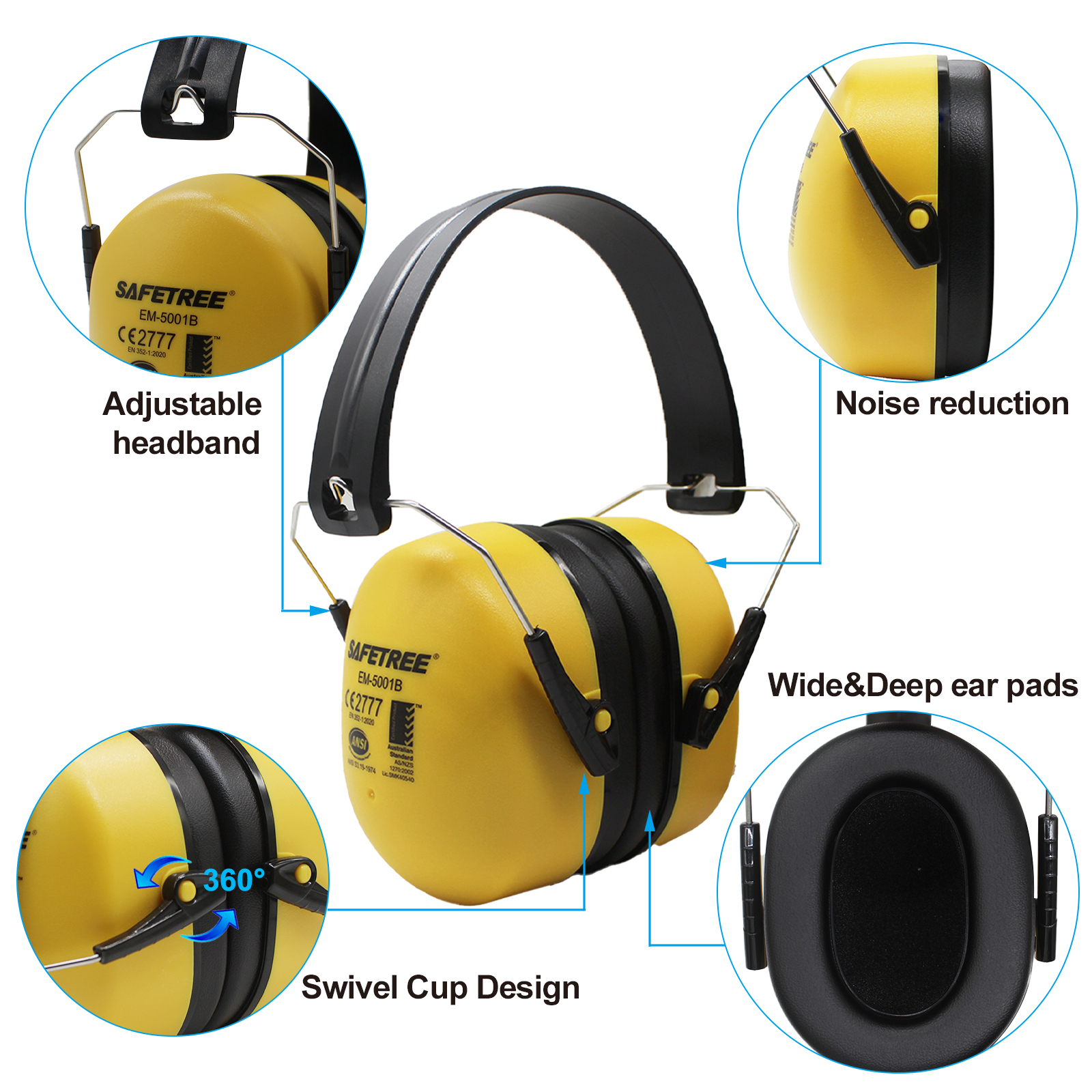 Safetree CE En 352-1: 2002 Fol - đánh giá và giá Earmuffs Foldable