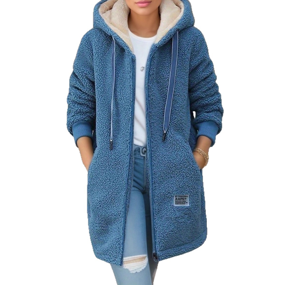 Thick Fleece Mid Length Jacket - đánh giá và giá Sherpa Hoodie Fleece