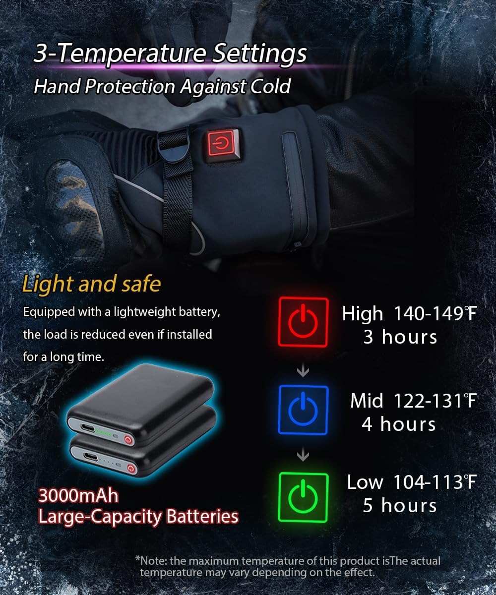 Heated Gloves with 3 Heat Sett - đánh giá và giá Touch Screen Gloves