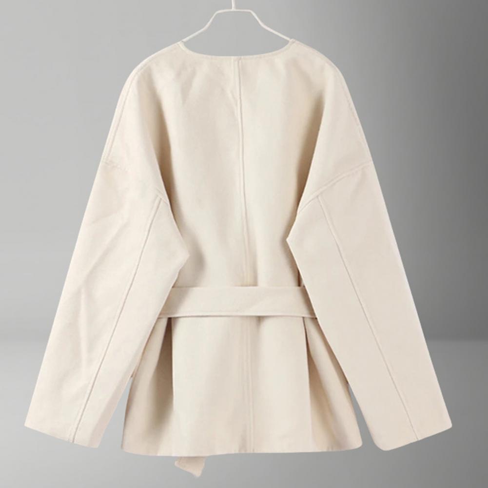 Lace-up Waist Jacket Stylish W - đánh giá và giá Wool Coat Peacoat