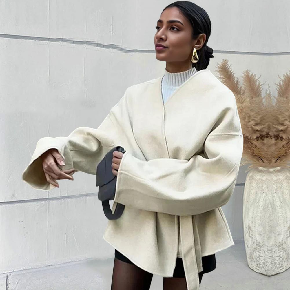 Lace-up Waist Jacket Stylish W - đánh giá và giá Wool Coat Peacoat