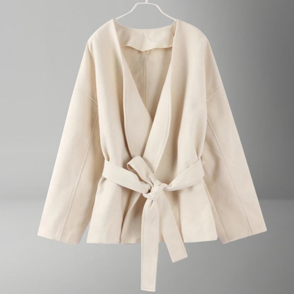 Lace-up Waist Jacket Stylish W - đánh giá và giá Wool Coat Peacoat