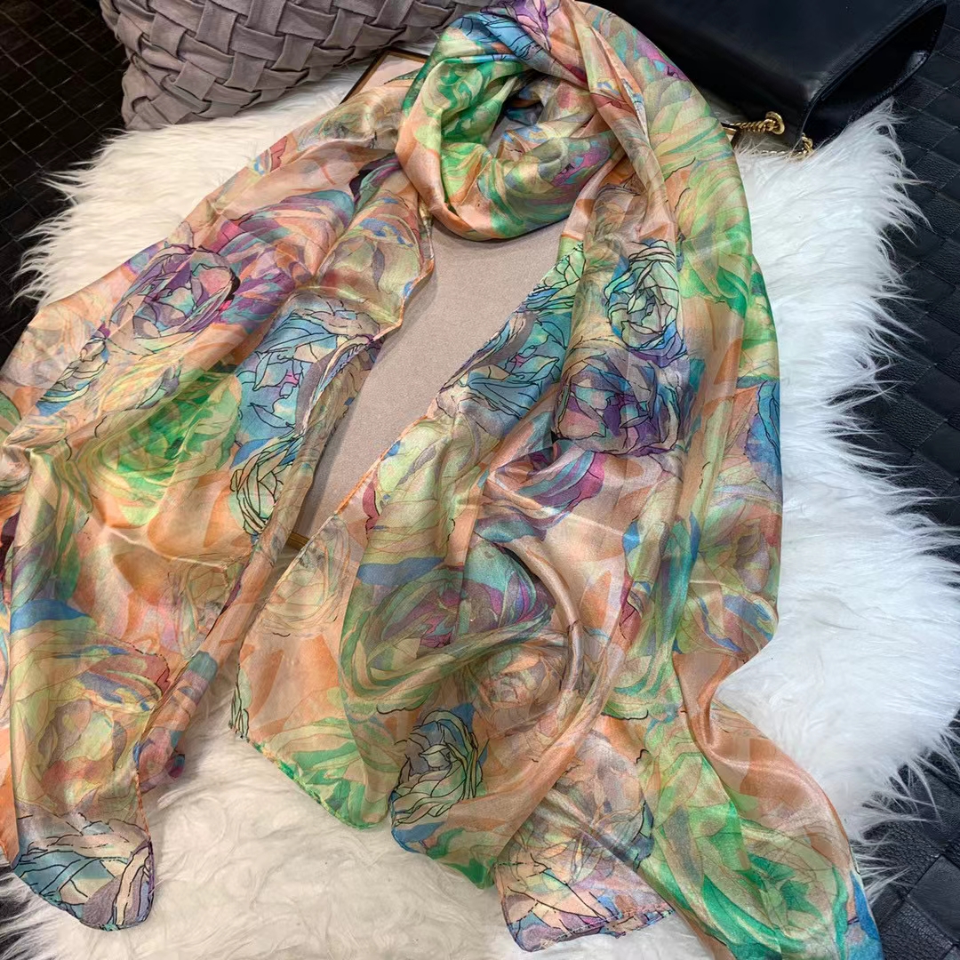 Ladies Green 100% Silk Scarf S - đánh giá và giá Shawl Wrap Winter