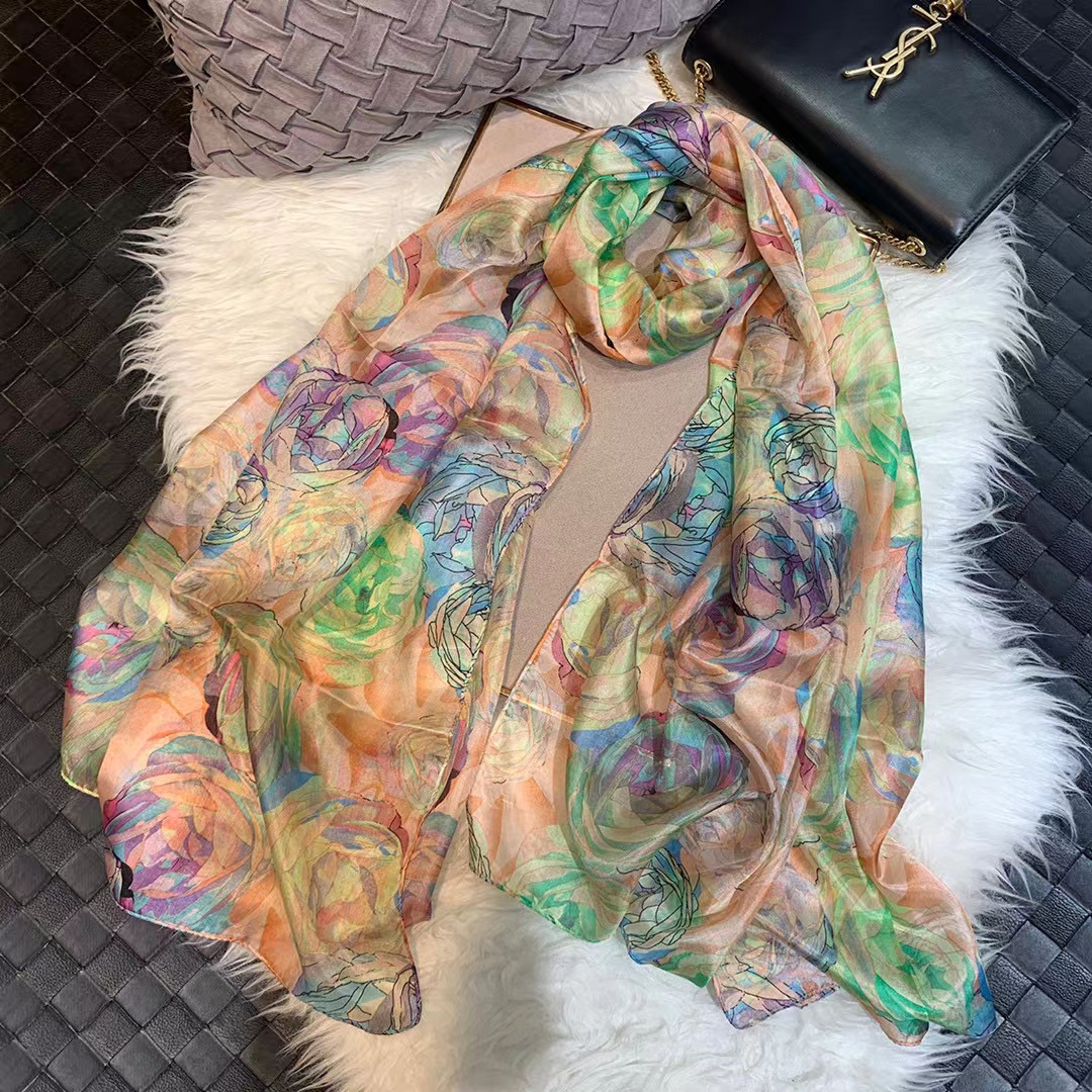 Ladies Green 100% Silk Scarf S - đánh giá và giá Shawl Wrap Winter