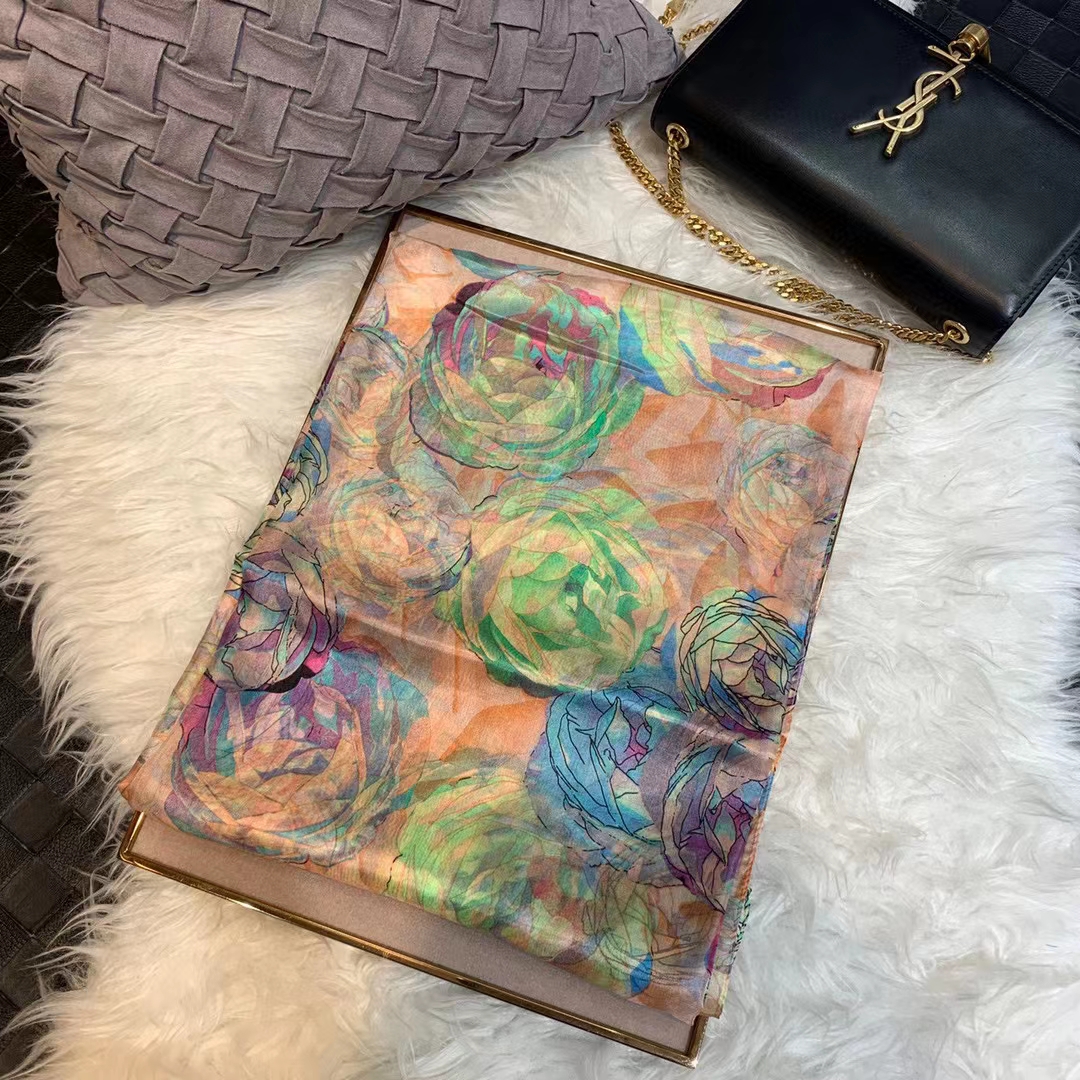 Ladies Green 100% Silk Scarf S - đánh giá và giá Shawl Wrap Winter