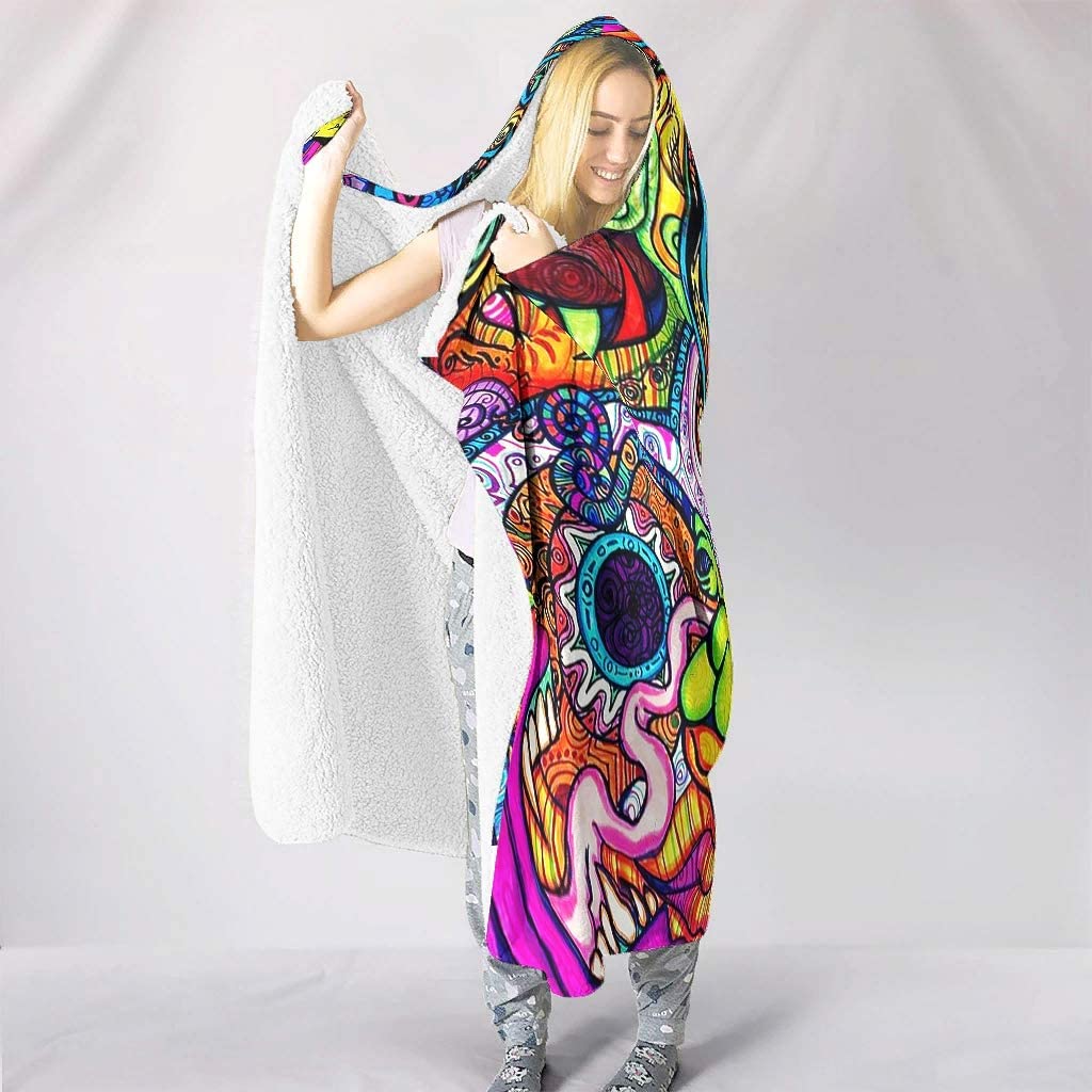Abstract Bright Trippy Rainbow - đánh giá và giá Sherpa Hoodie Fleece
