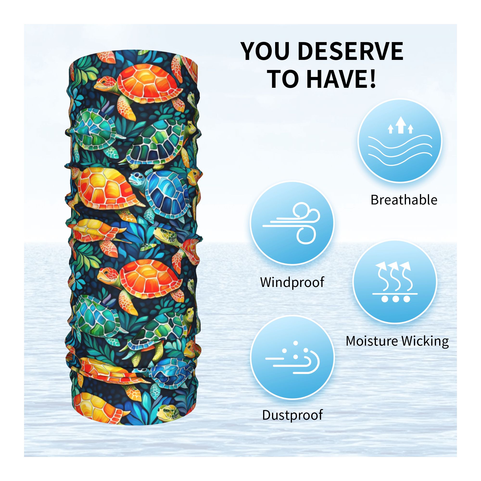 Custom Funny Colorful Sea Turt - đánh giá và giá Neck Gaiter Fleece