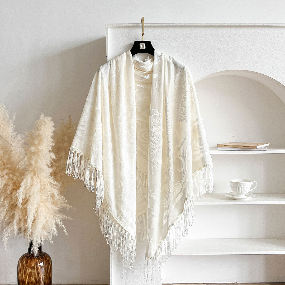 Retro Velvet Tassel Scarf Flor - đánh giá và giá Shawl Wrap Winter