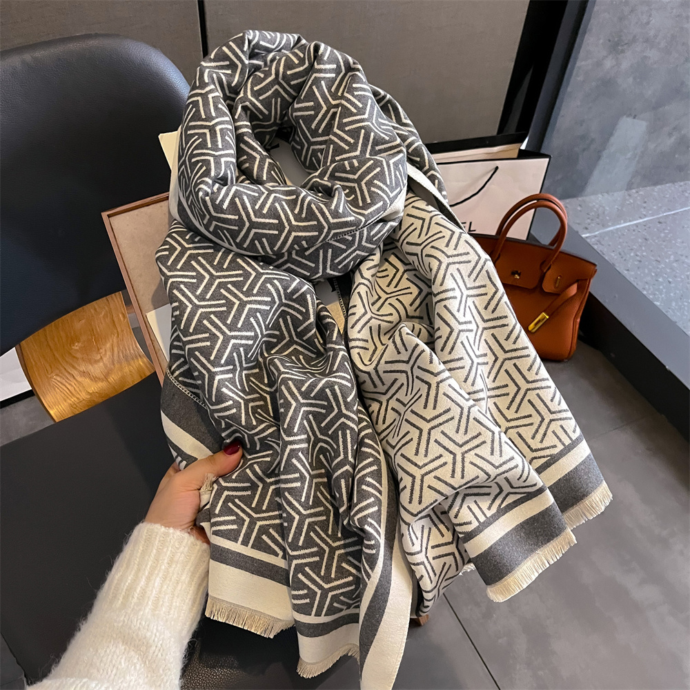 Luxury Cashmere Stripe Scarf W - đánh giá và giá Cashmere Pashmina Wrap