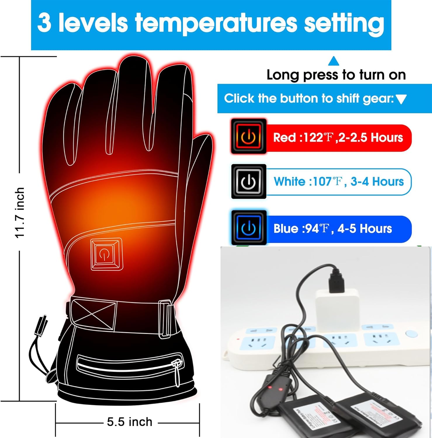 Rechargeable Heated Gloves Wat - đánh giá và giá Touch Screen Gloves